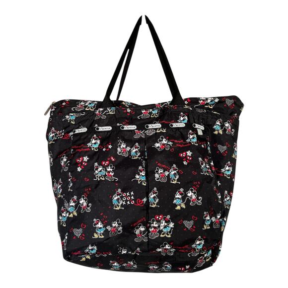 LeSportsac x Disney Mickey Loves Minnie Tote Travel Bag Black Red Hearts Mouse - Picture 1 of 16
